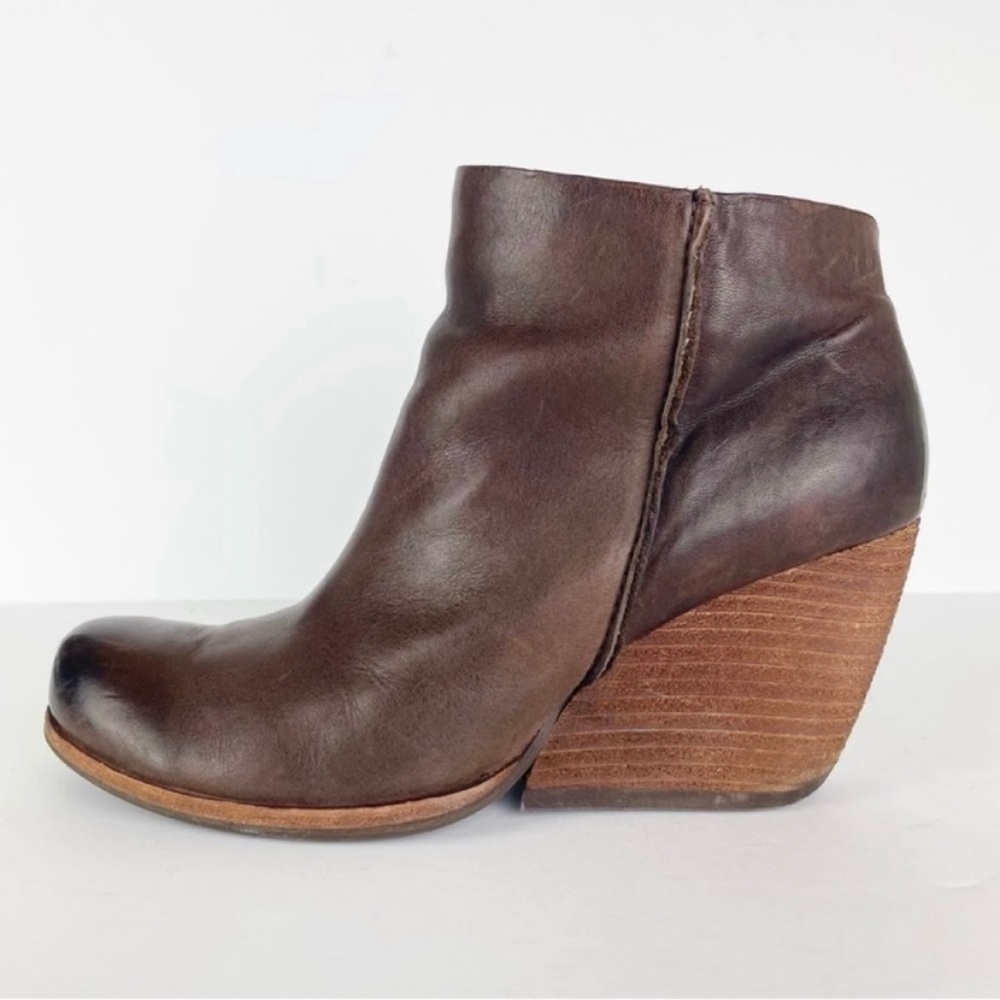Kork-Ease Isa Brown Leather Buckle Zipper Moto Ankle Boots Booties - Picture 8 of 11